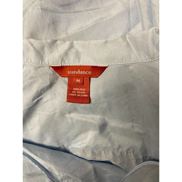 Sundance Catalog Blue Drape Front 100% Silk Blouse Size M - Picture 4 of 4